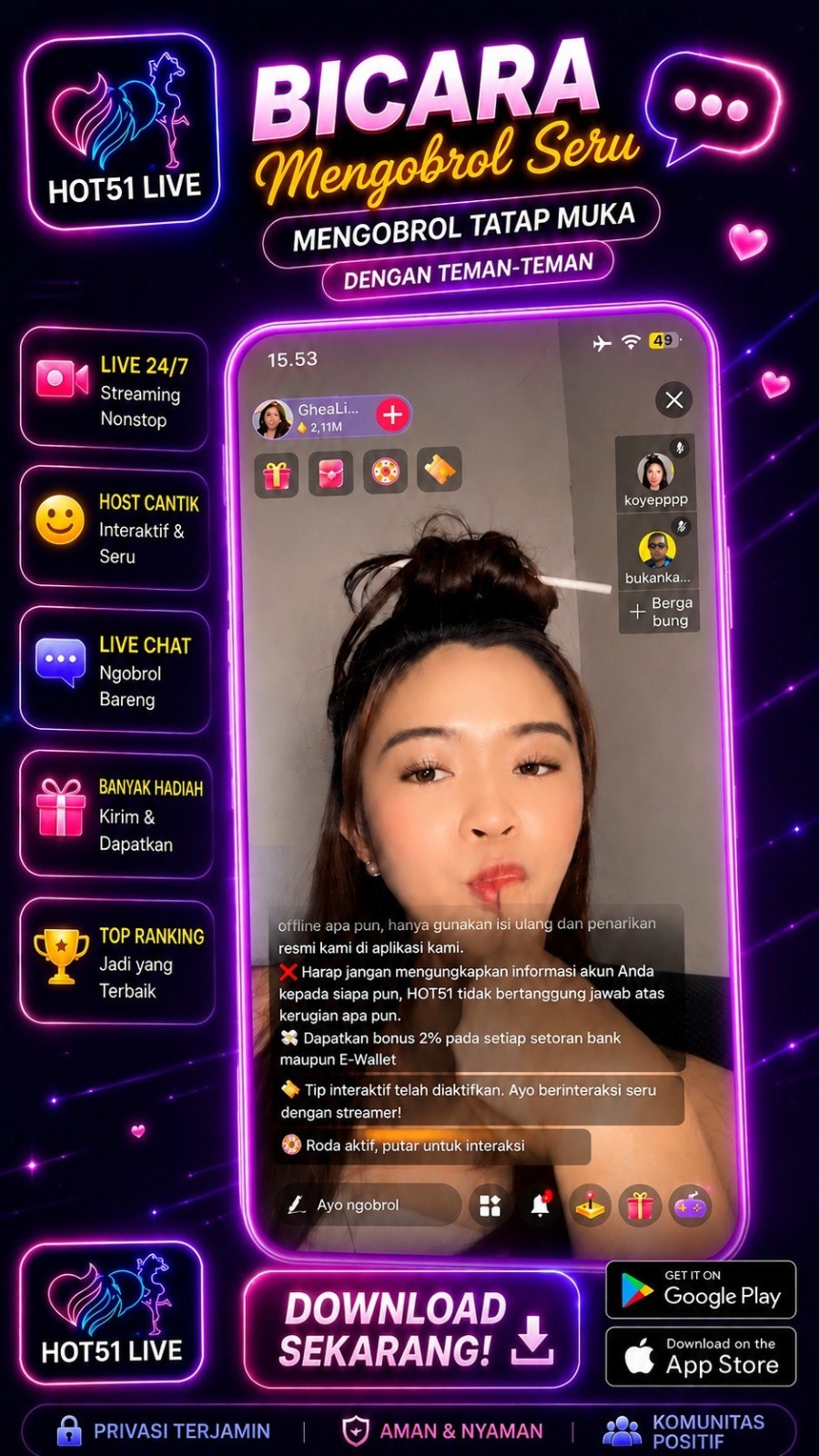 Obrolan tatap muka di Hot51 Live